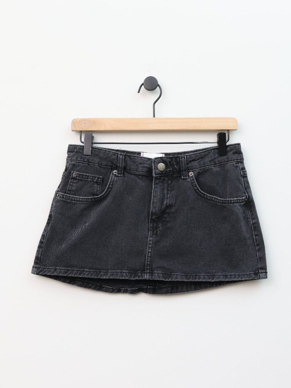 Urban Outfitters BDG Denim Micro Mini Skirt Washed Black XS Low Rise - Picture 2 of 4